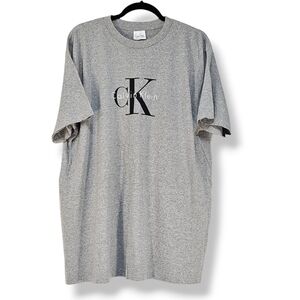 Vintage Y2K Calvin Klein Logo Heather Gray Graphic T-Shirt Men's Size XL NWT